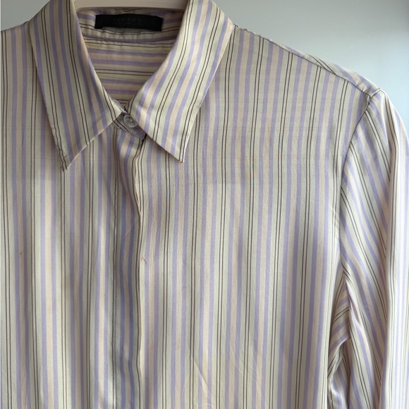 The Row Cream and Purple Striped Dress Shirt - Picture 2 of 6